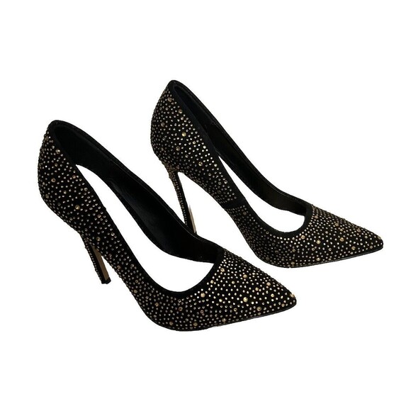 Shoedazzle Women's 6.5 Black with Gold Rhinestone Rochella Pumps Holiday - Picture 2 of 10